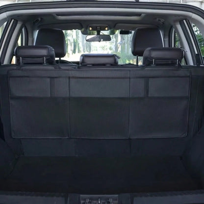 1pc Car Trunk Organizer Storage Bag Mesh Bag Organizer Bag SUV MPV Trunk Rear Seat Storage Bag Umbrella Holder Racket Holder