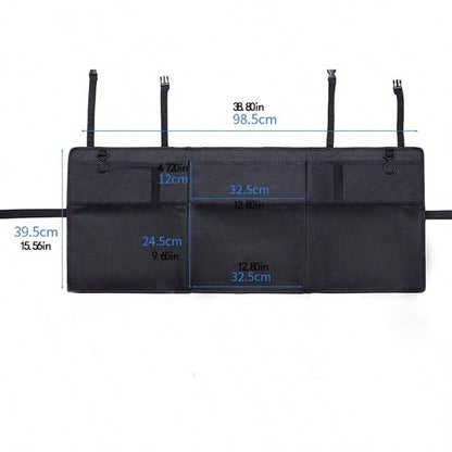 1pc Car Trunk Storage Mesh Bag, Organizer Compartment Holder For SUV, MPV, Rear Seat, For Umbrella, Racket