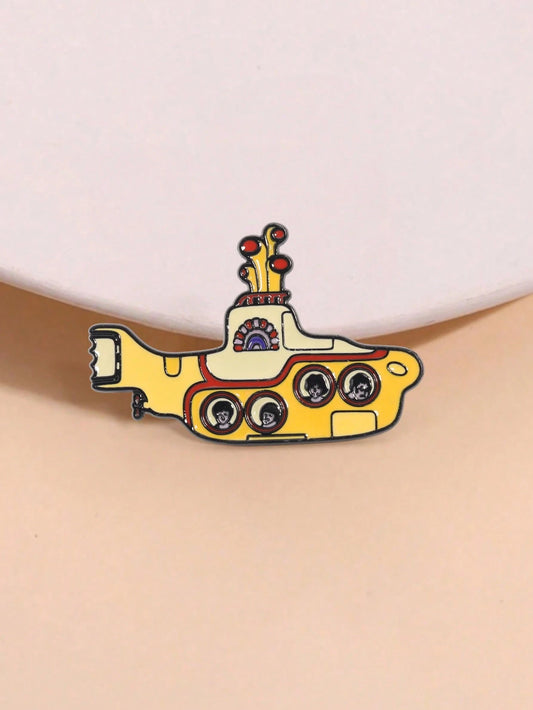 1pc Cartoon Rock Band Yellow Submarine Brooch, Music Badge Decoration For Bag, Clothes Pins,Autumn-Winter Accessories,Suitable For Teens, Youth,Men,Casual, Outdoor, Athletic, Vacation, Graduation Gift