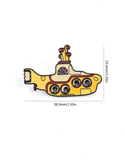 1pc Cartoon Rock Band Yellow Submarine Brooch, Music Badge Decoration For Bag, Clothes Pins,Autumn-Winter Accessories,Suitable For Teens, Youth,Men,Casual, Outdoor, Athletic, Vacation, Graduation Gift