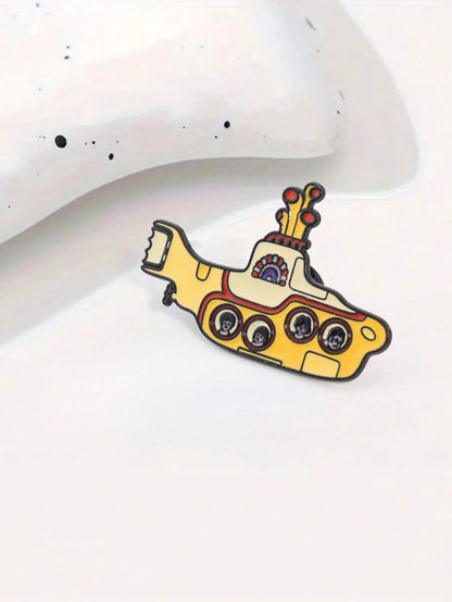 1pc Cartoon Rock Band Yellow Submarine Brooch, Music Badge Decoration For Bag, Clothes Pins,Autumn-Winter Accessories,Suitable For Teens, Youth,Men,Casual, Outdoor, Athletic, Vacation, Graduation Gift