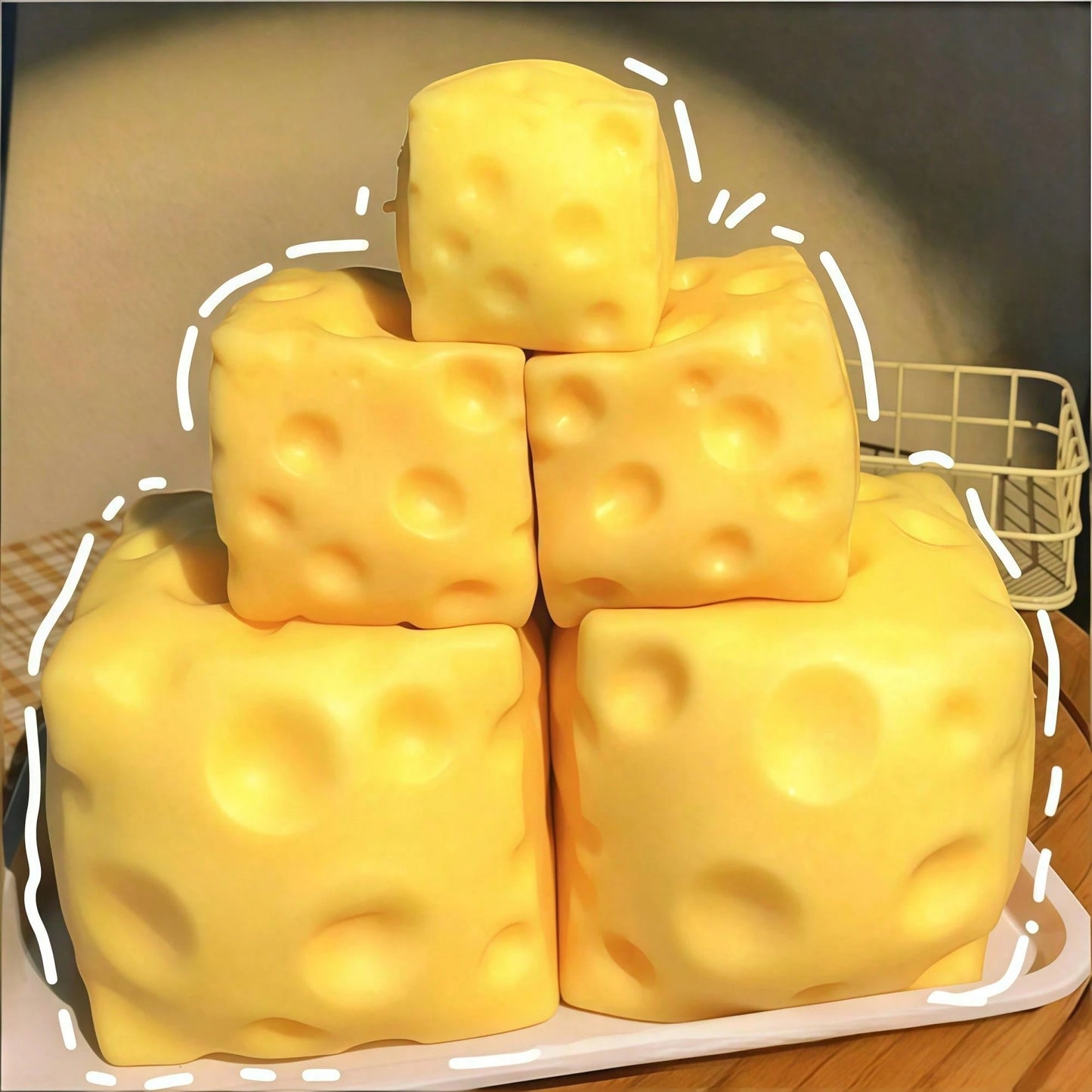 1pc Cheese Squishy, Giant Squishy Toys Cheese Cube Stress Relief Ball, Fidget Squishy Toy Cheese-Shaped Squeezable Ball, Non-Rebound, Stress-Relief Fingertip Toy, Cheese Squish Kids Toy, Crunchy Squis