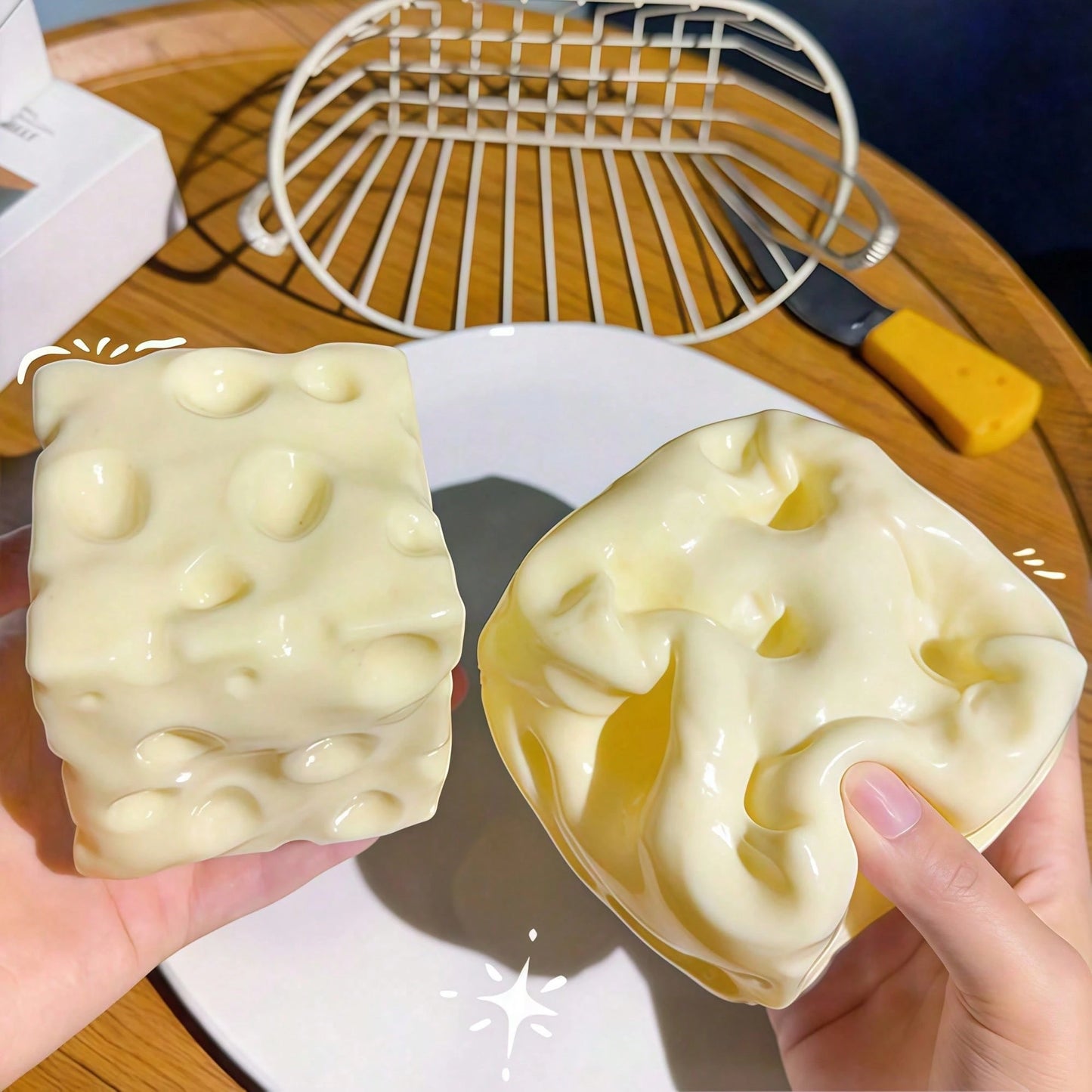 1pc Cheese Squishy, Giant Squishy Toys Cheese Cube Stress Relief Ball, Fidget Squishy Toy Cheese-Shaped Squeezable Ball, Non-Rebound, Stress-Relief Fingertip Toy, Cheese Squish Kids Toy, Crunchy Squis