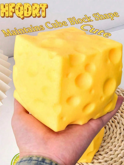 1pc Cheese Squishy, Giant Squishy Toys Cheese Cube Stress Relief Ball, Fidget Squishy Toy Cheese-Shaped Squeezable Ball, Non-Rebound, Stress-Relief Fingertip Toy, Cheese Squish Kids Toy, Crunchy Squis