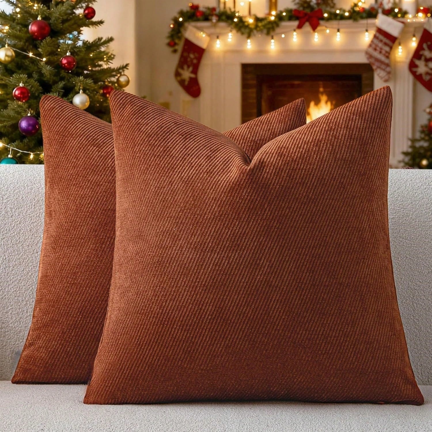 1pc Chenille Solid Striped Decorative Throw Pillow Cover, Suitable For Sofa, Living Room, Bed