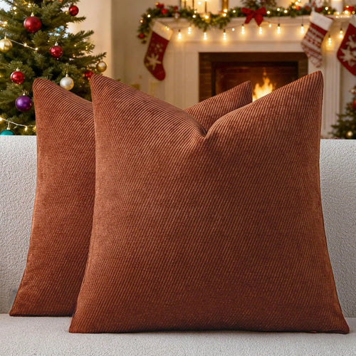 1pc Chenille Solid Striped Decorative Throw Pillow Cover, Suitable For Sofa, Living Room, Bed
