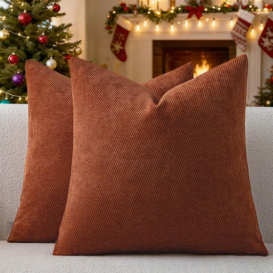 1pc Chenille Solid Striped Decorative Throw Pillow Cover, Suitable For Sofa, Living Room, Bed