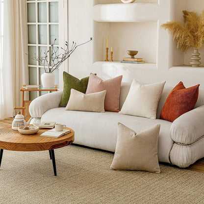 1pc Chenille Solid Striped Decorative Throw Pillow Cover, Suitable For Sofa, Living Room, Bed