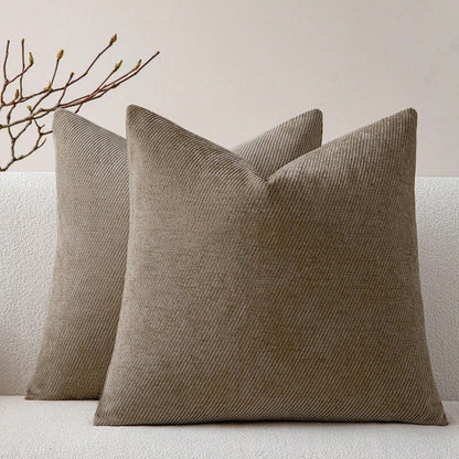 1pc Chenille Solid Striped Decorative Throw Pillow Cover, Suitable For Sofa, Living Room, Bed