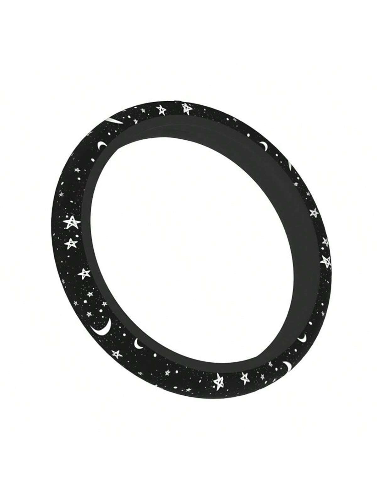 1pc Chic Car Steering Wheel Cover With Star & Moon Pattern, New Design, Non-Slip, No Inner Ring, Decorative Interior Car Accessories