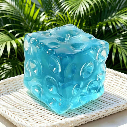 1PC Children Cheese Crunchy Squishy Toy, Oversized Cube Cheese Stress Relief Squeezable Ball, Non Rebound Fingertip Fidget Squishies, Holiday Gift Decompression Toy Soft Cheese