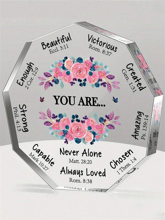 1pc Christian Acrylic Gift For Women, Birthday Gift, Inspirational Retro Gifts, Spiritual Gifts, Catholic Gift For Mom, Friend, Coworker, Sister, Christian Home Office Decor Sign Graduation