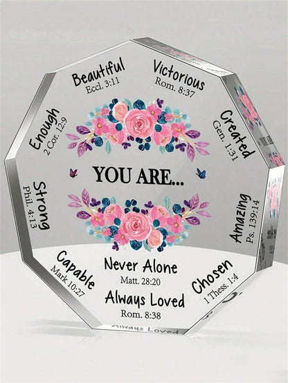 1pc Christian Acrylic Gift For Women, Birthday Gift, Inspirational Retro Gifts, Spiritual Gifts, Catholic Gift For Mom, Friend, Coworker, Sister, Christian Home Office Decor Sign Graduation