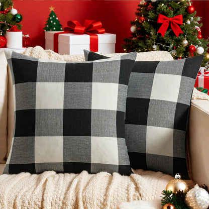 1pc Classic Plaid Pattern Linen Pillow Cover, Autumn And Winter Living Room Sofa Decoration Cushion Case