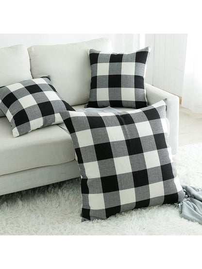 1pc Classic Plaid Pattern Linen Pillow Cover, Autumn And Winter Living Room Sofa Decoration Cushion Case
