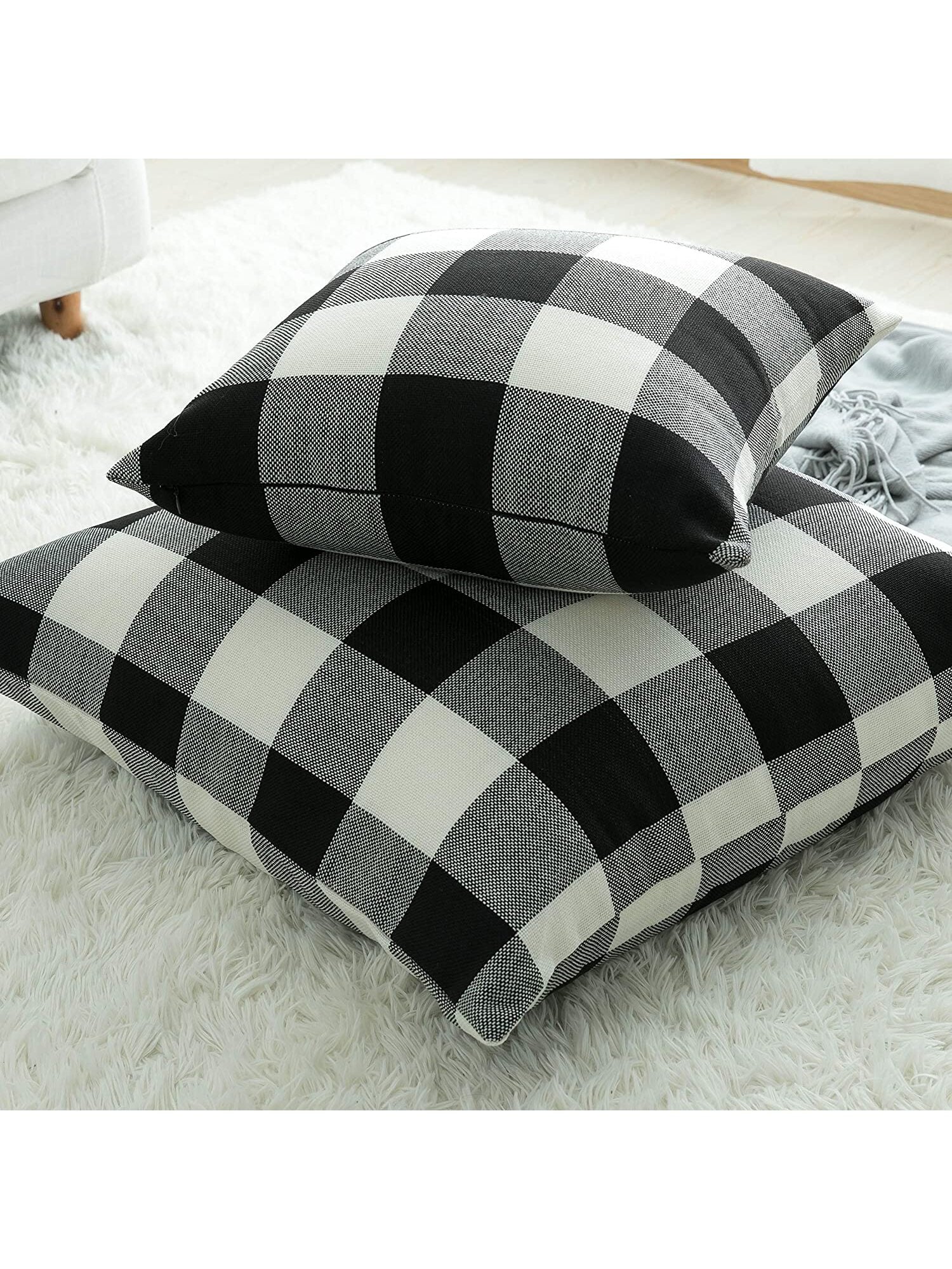 1pc Classic Plaid Pattern Linen Pillow Cover, Autumn And Winter Living Room Sofa Decoration Cushion Case