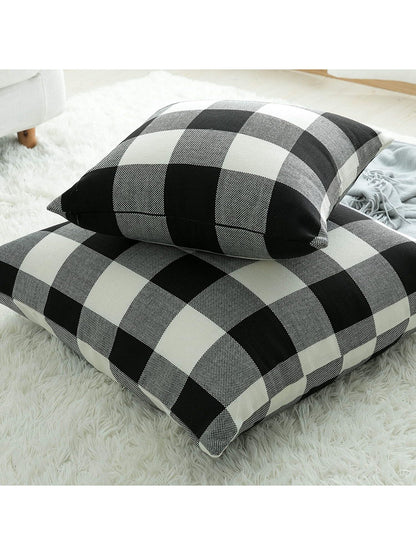 1pc Classic Plaid Pattern Linen Pillow Cover, Autumn And Winter Living Room Sofa Decoration Cushion Case