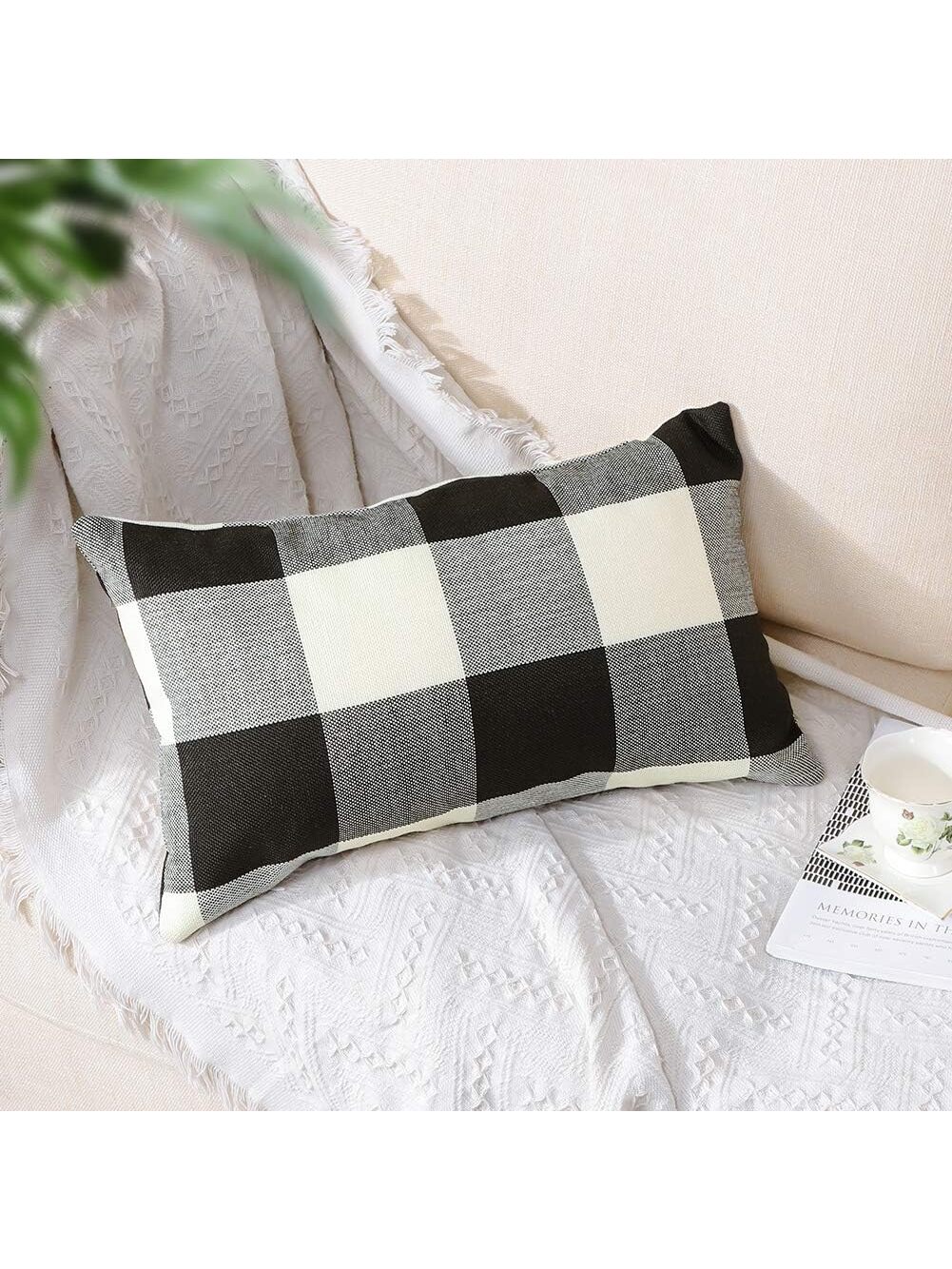 1pc Classic Plaid Pattern Linen Pillow Cover, Autumn And Winter Living Room Sofa Decoration Cushion Case