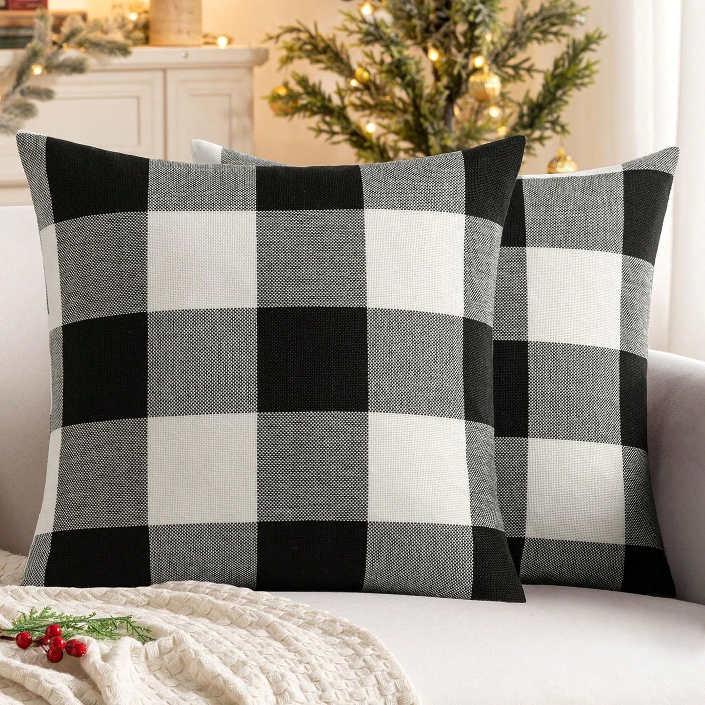 1pc Classic Plaid Pattern Linen Pillow Cover, Autumn And Winter Living Room Sofa Decoration Cushion Case