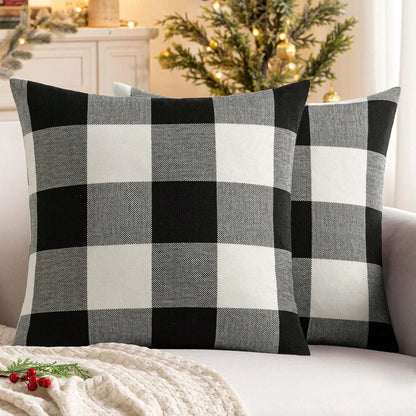 1pc Classic Plaid Pattern Linen Pillow Cover, Autumn And Winter Living Room Sofa Decoration Cushion Case