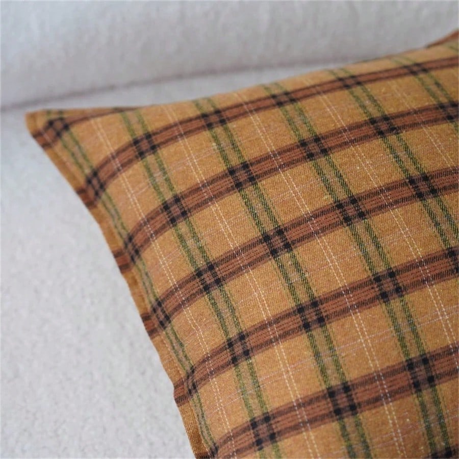 1pc Classic Plaid Pillow Cover, Retro Cushion Pillow Sham, Scottish Style Decorative Pillow Case, French Sofa Pillow Slip, Without Insert, Removable Zipper Cover