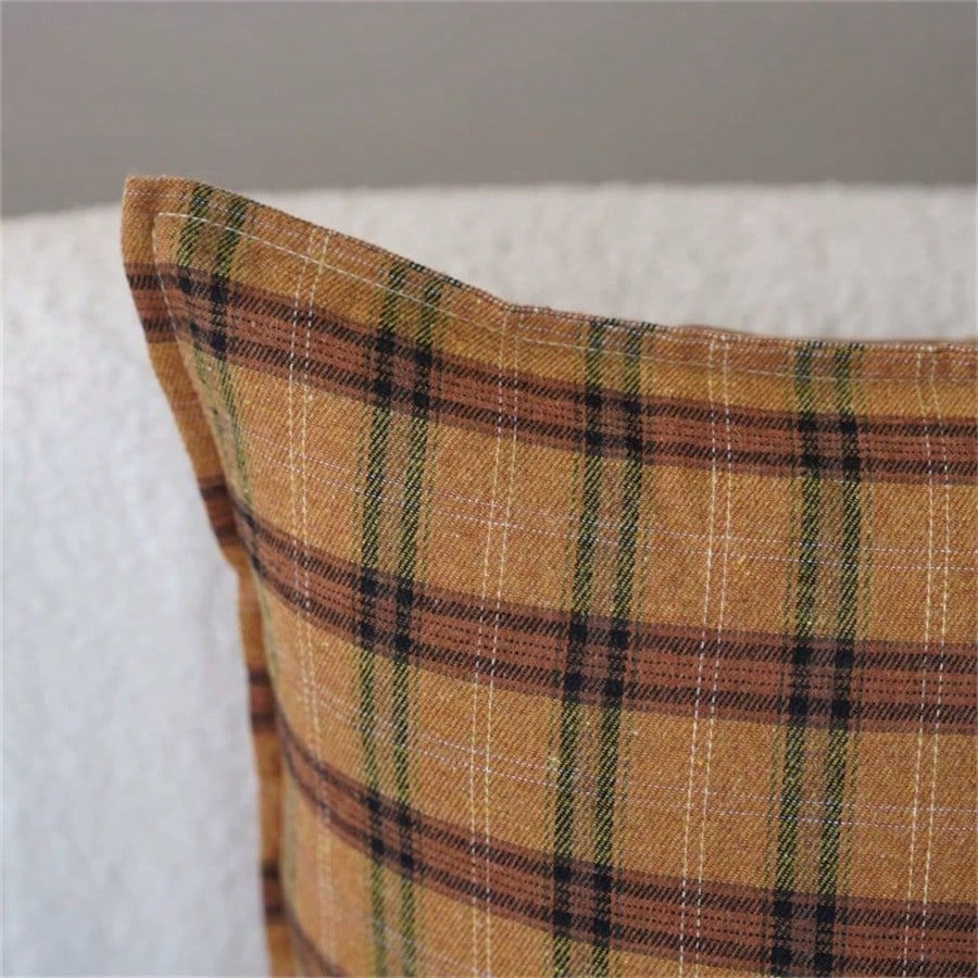 1pc Classic Plaid Pillow Cover, Retro Cushion Pillow Sham, Scottish Style Decorative Pillow Case, French Sofa Pillow Slip, Without Insert, Removable Zipper Cover