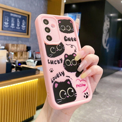 1pc Coal Ball Cat Illustration (Short Rope Gift With Follow) Gradient Phone Case Suitable For An Series [International Version Non-Local Version] 17T/17T PRO/RY 600/600PRO/600LITE SX S26Ultra/S25/S24