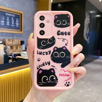 1pc Coal Ball Cat Illustration (Short Rope Gift With Follow) Gradient Phone Case Suitable For An Series [International Version Non-Local Version] 17T/17T PRO/RY 600/600PRO/600LITE SX S26Ultra/S25/S24