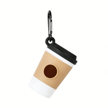 1pc Coffee Cup Shaped Durable Pet Waste Bag Dispenser With Trash Bags, Suitable For Dog Walking And Outdoor Travel, Cute Cartoon Creative Design, Hygienic, Random Waste Pickup Tool And Plastic Bag Sty