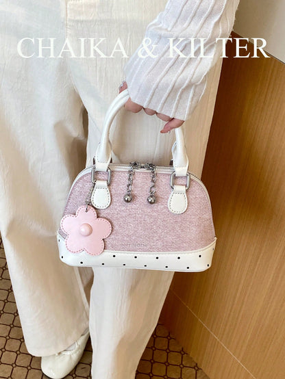 1pc Color Block PU Leather New Women Backpack, Shoulder Bag, Crossbody Bag, Fashionable Shell Handbag, Adjustable Strap, Suitable For Girls, College S
