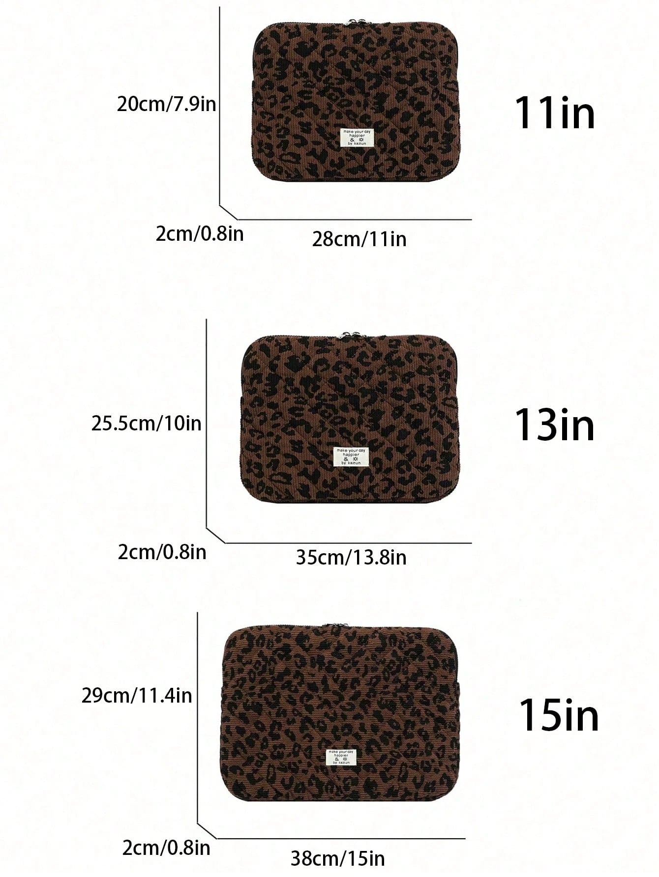 1pc Corduroy Student Laptop Sleeve, Fits 11"/13"/15" Laptops, Leopard Print Casual Unisex Protective Case, Compact & Portable, Can Be Used As Document Bag, Laptop Sleeve, Laptop Carrying Bag, Suitable
