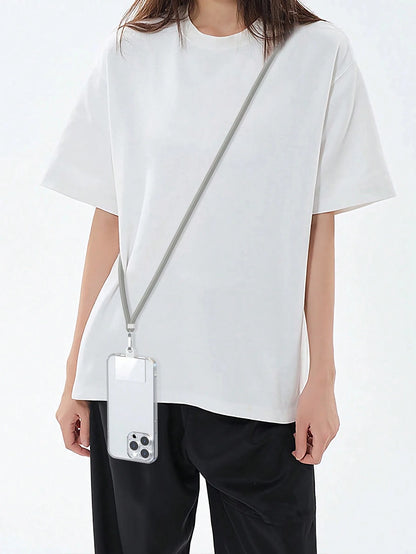 1pc Crossbody Phone Lanyard (Grey), Includes Transparent Pad For Phone Case Attachment, Multi-Functional Adjustable Neck Strap, Length 145cm/57in, Compatible With All Smartphones, Universal Lanyard Su