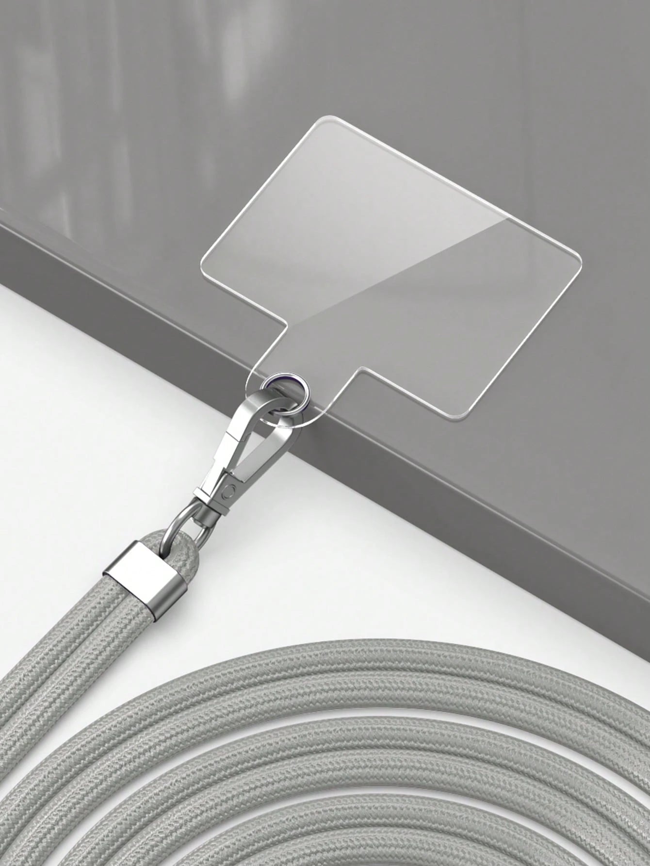 1pc Crossbody Phone Lanyard (Grey), Includes Transparent Pad For Phone Case Attachment, Multi-Functional Adjustable Neck Strap, Length 145cm/57in, Compatible With All Smartphones, Universal Lanyard Su