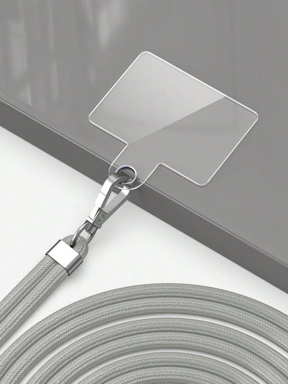 1pc Crossbody Phone Lanyard (Grey), Includes Transparent Pad For Phone Case Attachment, Multi-Functional Adjustable Neck Strap, Length 145cm/57in, Compatible With All Smartphones, Universal Lanyard Su