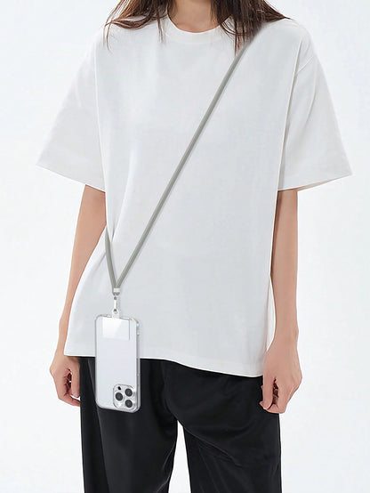1pc Crossbody Phone Lanyard (Grey), Includes Transparent Pad For Phone Case Attachment, Multi-Functional Adjustable Neck Strap, Length 145cm/57in, Compatible With All Smartphones, Universal Lanyard Su