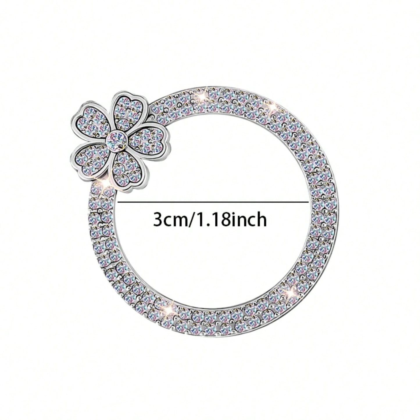 1pc Crystal Rhinestone 5-Petal Flower Car One-Touch Start Button Decor Sticker, Cute Flower Shape, Car Interior Decoration, Popular One-Touch Start Button Cover Sticker, Suitable For Key Ignition And