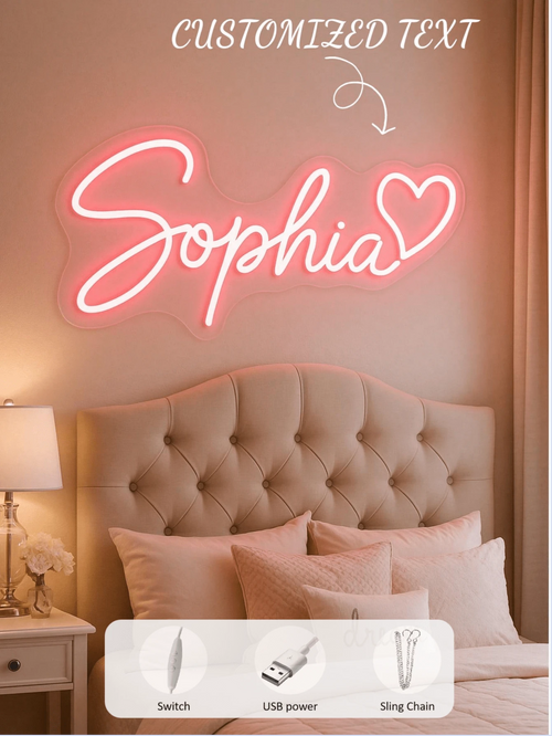 1pc Customizable Adjustable Neon Light, LED Neon Light Decor, Suitable For Christmas, Halloween, Bedroom, Party, Personalized Gift, Kitchen Accessories, Graduation Ceremony Celebration LED Lamp, Room