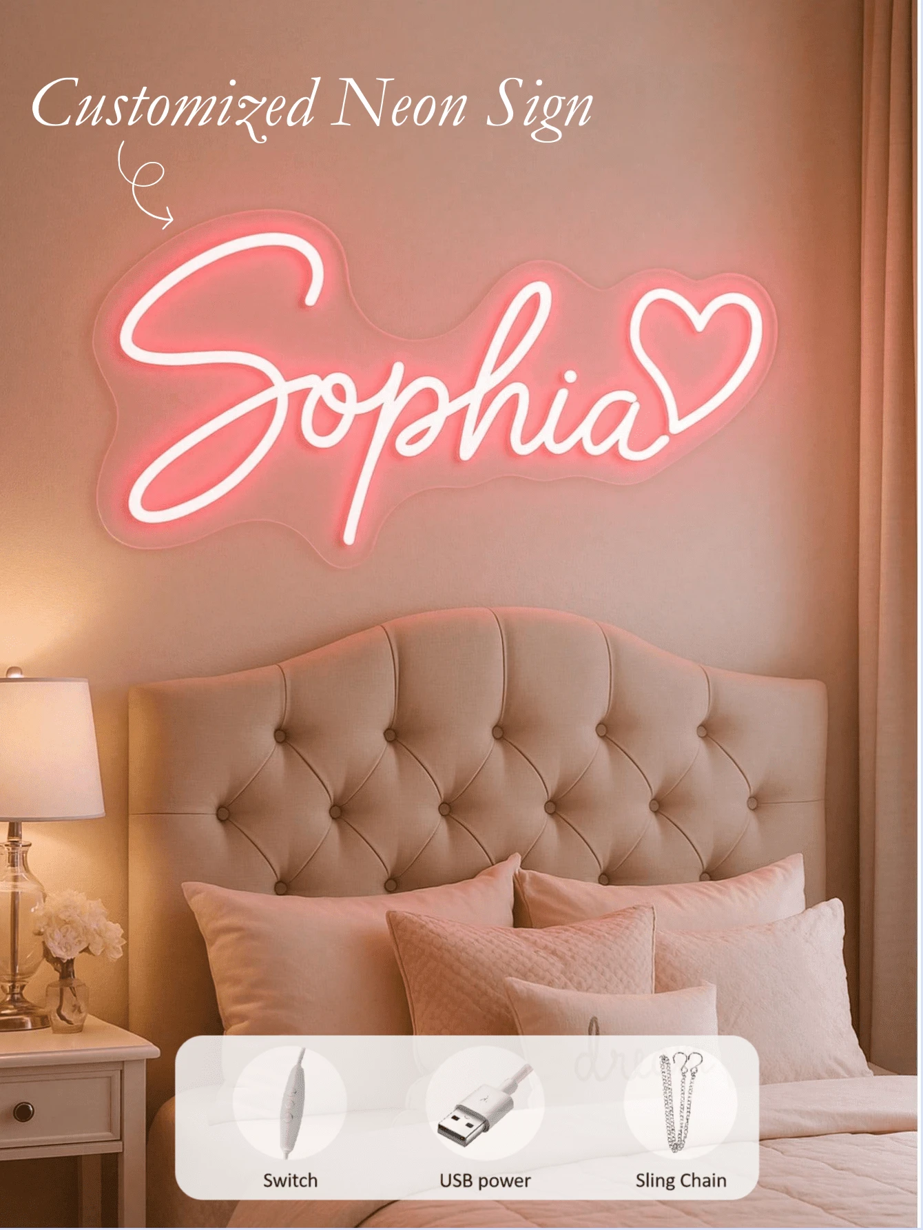 1pc Customizable Adjustable Neon Light, LED Neon Light Decor, Suitable For Christmas, Halloween, Bedroom, Party, Personalized Gift, Kitchen Accessories, Graduation Ceremony Celebration LED Lamp, Room