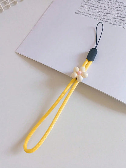 1pc Cute 3D Flower Phone Lanyard, Wrist Strap, Anti-Lost Phone Cord, Macaron Color, Soft Braided Wristband, USB/Key Wrist Strap Pendant