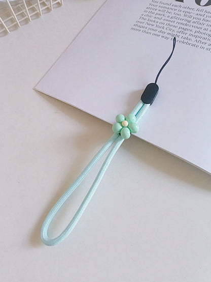 1pc Cute 3D Flower Phone Lanyard, Wrist Strap, Anti-Lost Phone Cord, Macaron Color, Soft Braided Wristband, USB/Key Wrist Strap Pendant