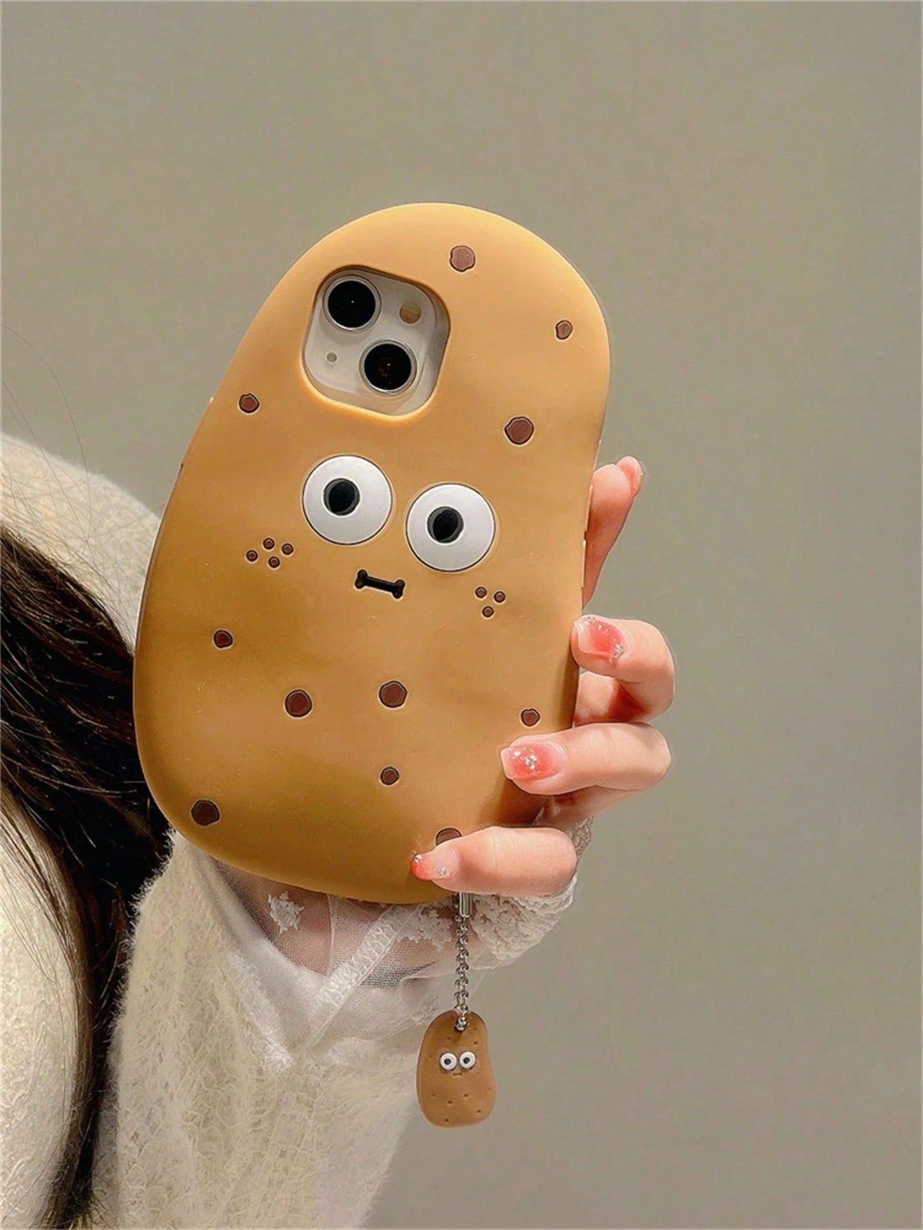 1pc Cute 3D Potato Design Phone Case Compatible With IPhone 15 Pro Max, IPhone 14 Series, IPhone 11, IPhone 12, IPhone 16 Pro, Silicone Shockproof Protective Cover Waterproof Anti-Fall Scratch Resista