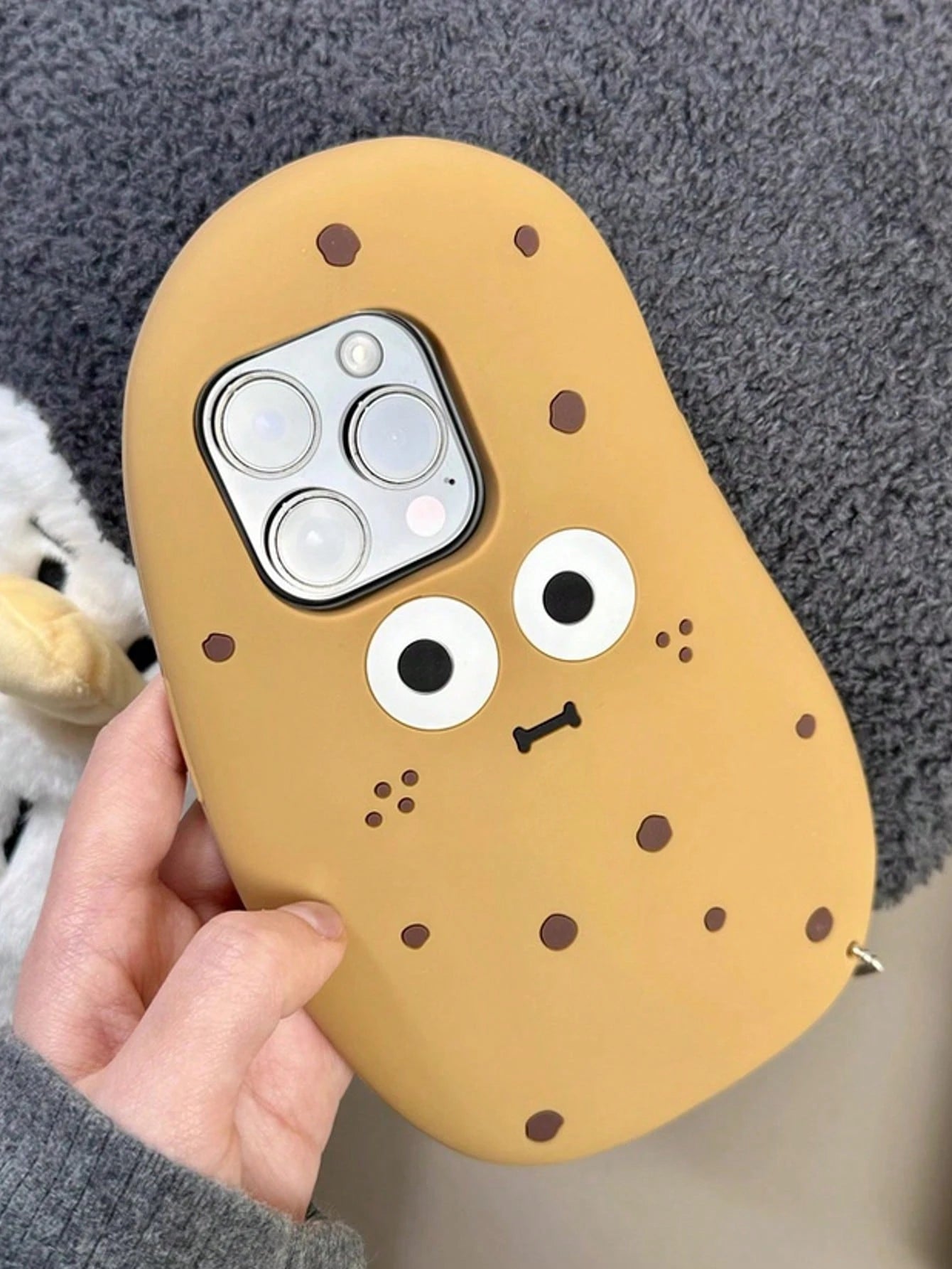 1pc Cute 3D Potato Design Phone Case Compatible With IPhone 15 Pro Max, IPhone 14 Series, IPhone 11, IPhone 12, IPhone 16 Pro, Silicone Shockproof Protective Cover Waterproof Anti-Fall Scratch Resista