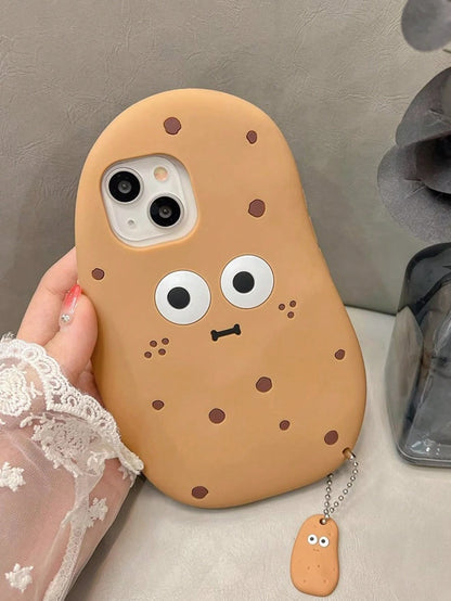 1pc Cute 3D Potato Design Phone Case Compatible With IPhone 15 Pro Max, IPhone 14 Series, IPhone 11, IPhone 12, IPhone 16 Pro, Silicone Shockproof Protective Cover Waterproof Anti-Fall Scratch Resista