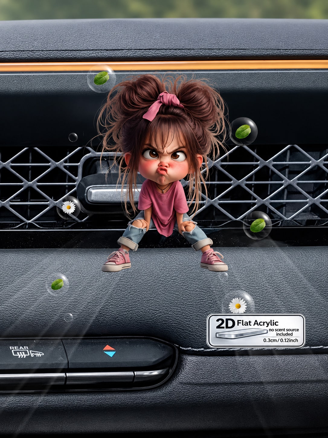 1pc Cute Angry Girl 2D Flat Acrylic Car Air Vent Clip, Funny Cartoon Character Vent Decor, Universal Vehicle Air Outlet Accessory, Perfect Birthday & Holiday Gift For Women, Friends And Besties