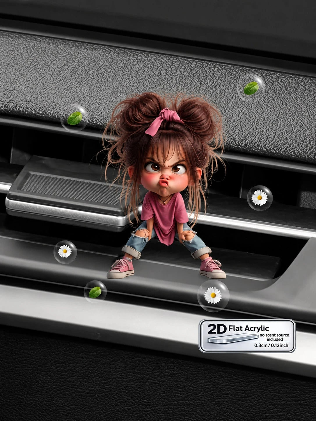 1pc Cute Angry Girl 2D Flat Acrylic Car Air Vent Clip, Funny Cartoon Character Vent Decor, Universal Vehicle Air Outlet Accessory, Perfect Birthday & Holiday Gift For Women, Friends And Besties