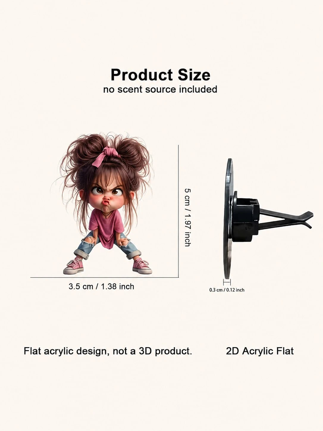 1pc Cute Angry Girl 2D Flat Acrylic Car Air Vent Clip, Funny Cartoon Character Vent Decor, Universal Vehicle Air Outlet Accessory, Perfect Birthday & Holiday Gift For Women, Friends And Besties