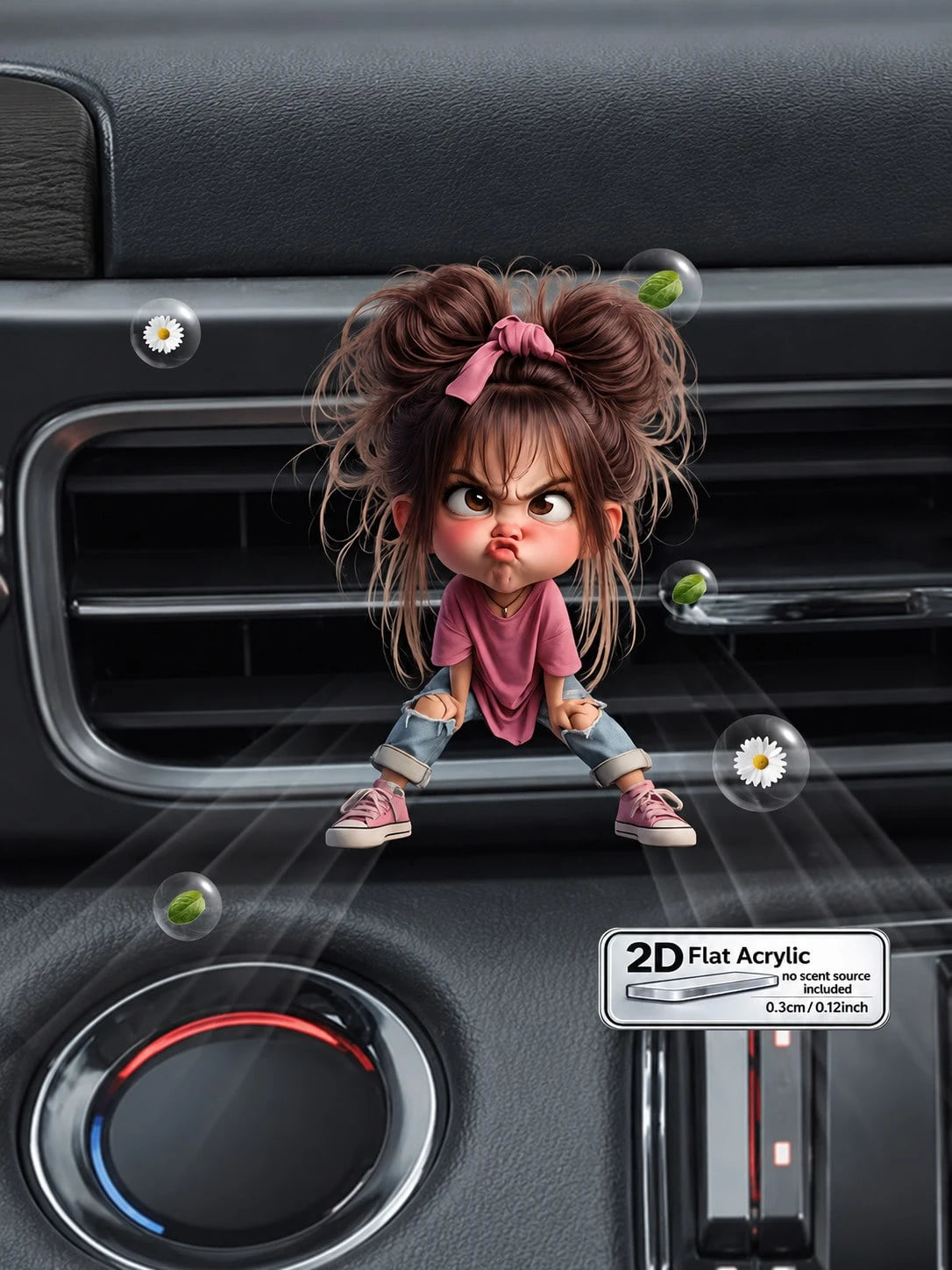 1pc Cute Angry Girl 2D Flat Acrylic Car Air Vent Clip, Funny Cartoon Character Vent Decor, Universal Vehicle Air Outlet Accessory, Perfect Birthday & Holiday Gift For Women, Friends And Besties
