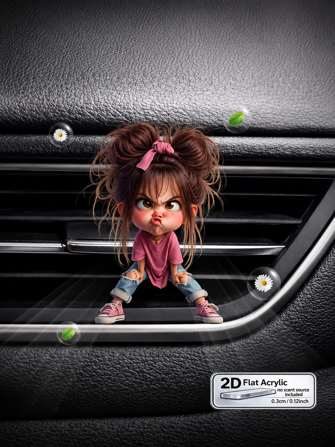 1pc Cute Angry Girl 2D Flat Acrylic Car Air Vent Clip, Funny Cartoon Character Vent Decor, Universal Vehicle Air Outlet Accessory, Perfect Birthday & Holiday Gift For Women, Friends And Besties