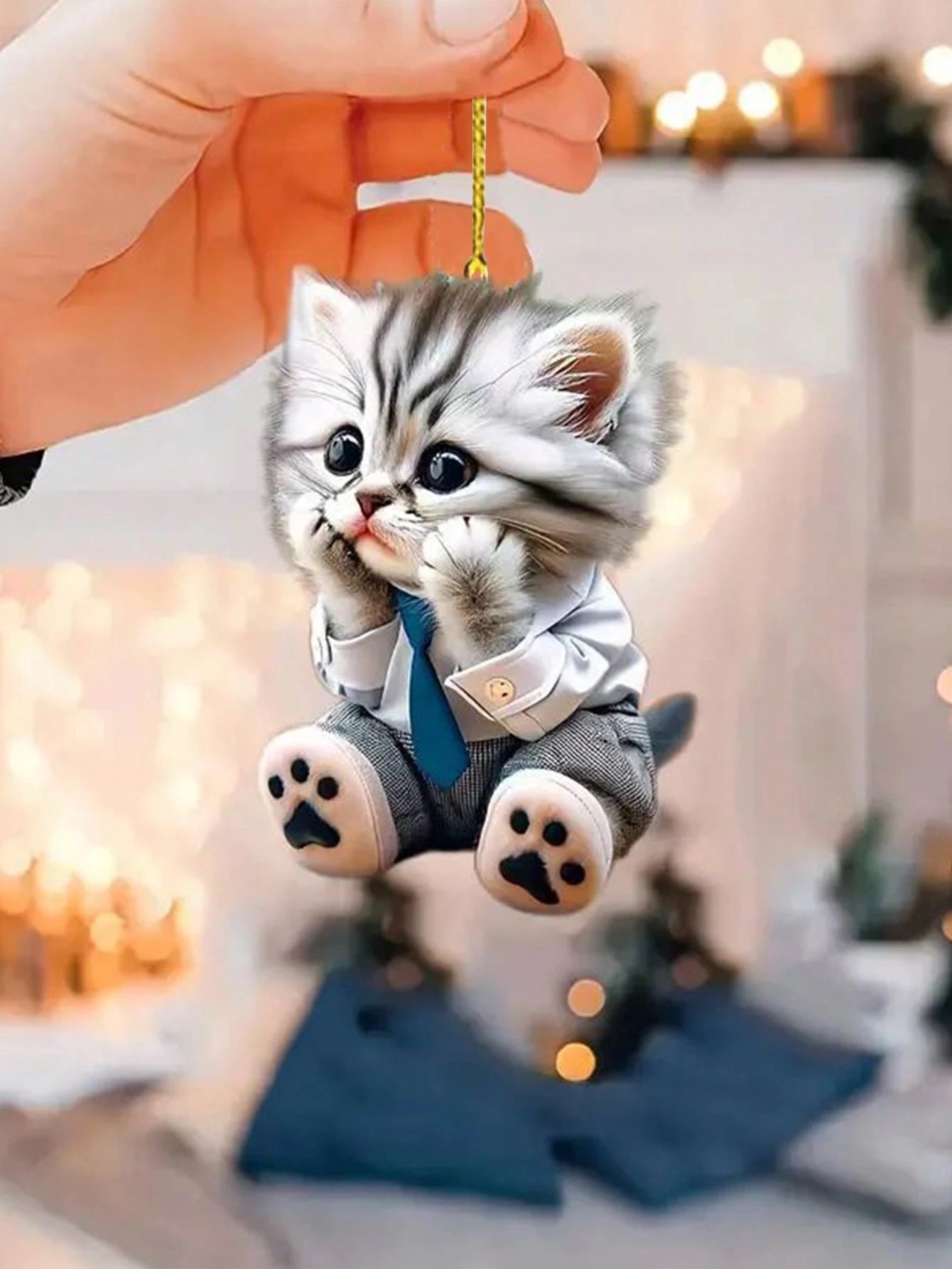 1pc Cute Cat 2D Pendant Made Of Acrylic, Suitable For Car Interior Decoration, Backpack Keychain Ornament, Home Decoration