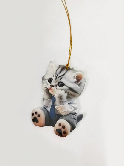 1pc Cute Cat 2D Pendant Made Of Acrylic, Suitable For Car Interior Decoration, Backpack Keychain Ornament, Home Decoration